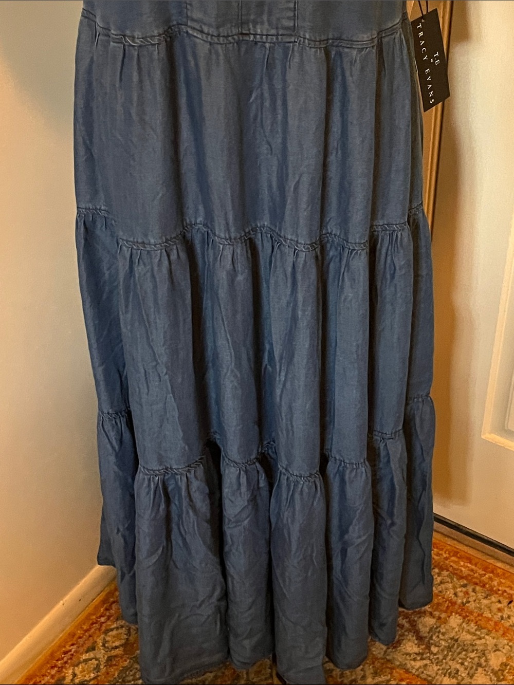 Tracy Evans Deep Blue V-Neck Tiered Maxi Dress Size L - Picture 3 of 8